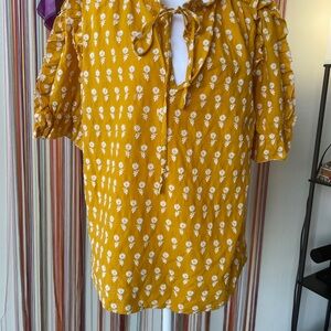 J. Crew Mustard Floral Blouse